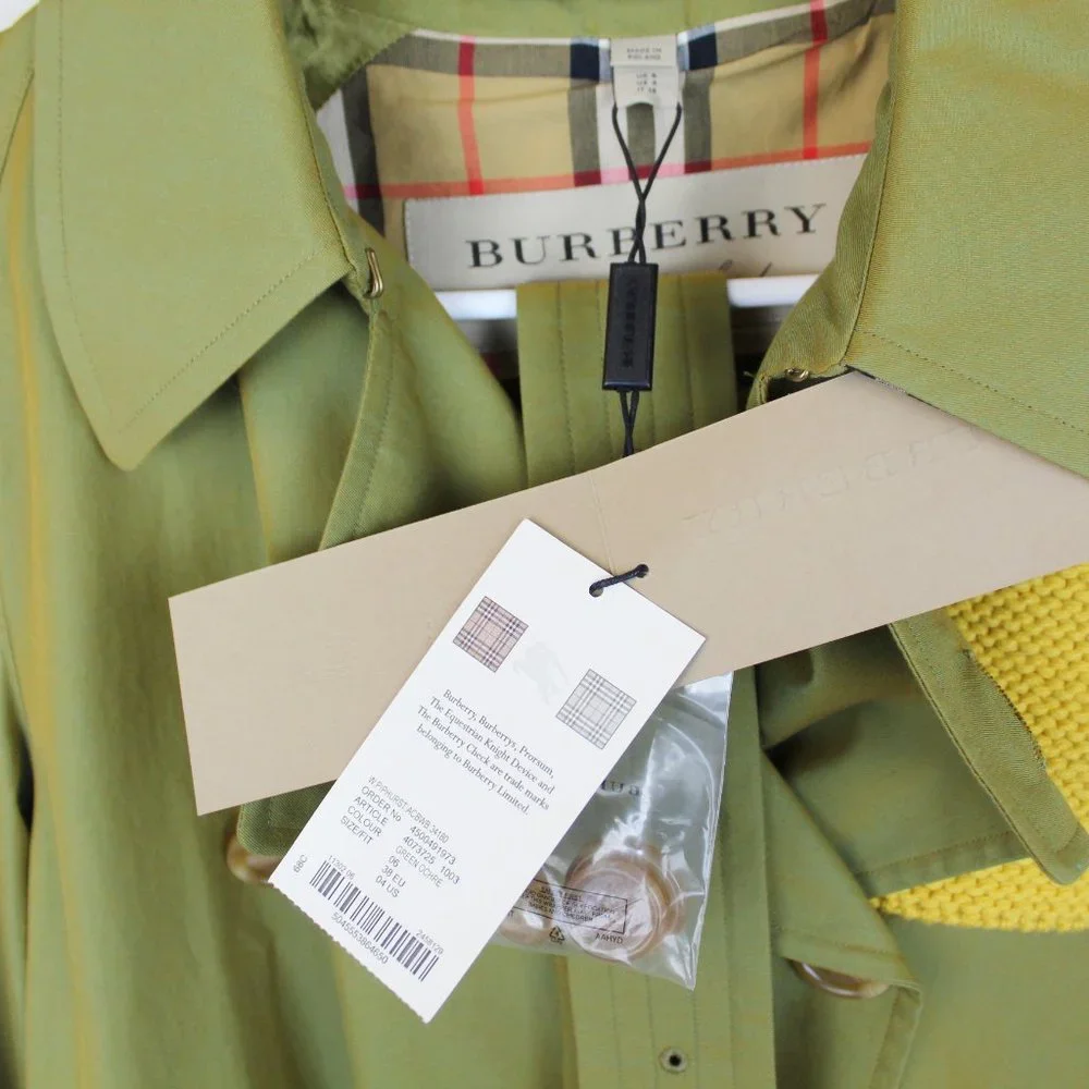 NWT Burberry Cotton Double Breasted Trench Coat, Belted, US 4 - Picture 7 of 16